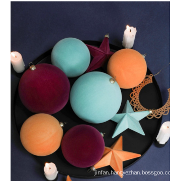 8CM XMAS Decorating Flocked Plastic Ball Ornament